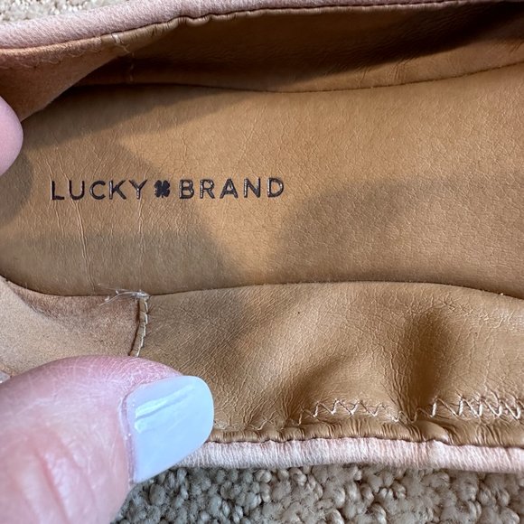 Lucky Brand Ballet Flats Erin Leather Beige Size 7.5 Boho Neutral Classic - Picture 2 of 9